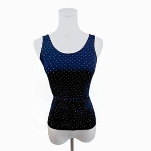 The Limited Blue Polka Dot Sleeveless Fitted Tank Top S